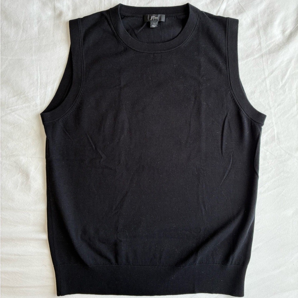 NWOT J.Crew Jackie Cotton-blend Knit Shell in Black, Size Large - Picture 2 of 8